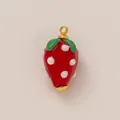 Chique 18K gouden aardbeihanger met rood emaille voor DIY-sleutelhanger mode - Rode Aardbei Hanger