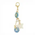 Marine style bag charm with ceramic beads, star pendant and golden lobster clasp - White Star Ornament