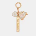 Just Married heart and wedding car keychain accessory in gold and white enamel - Wedding Car Heart