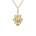 Vintage tarot pendant necklace with candle motif and zircon insets on golden chain - Hermit (Gold)