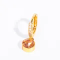 Pendientes de aro dorados con circonitas champán redondas e incrustaciones de cristal - Noviembre (Ámbar)