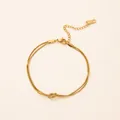 Elegantes goldenes Doppel-Schlangenkettenarmband mit Zierknoten und Karabinerverschluss - Goldenes Armband (Punktschweißen)