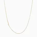 Minimalist gold sideways initial J necklace with fine cable chain for women - Letter J