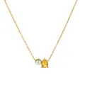 Titanium steel necklace with gold chain featuring white pearl and yellow teardrop pendant - November