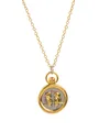 18K gold plated necklace with coin-style bird pendant and pink gemstone detail - Gemini