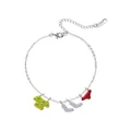 Silver stainless steel bracelet featuring colorful enamel clothes and boots charms - Yellow Shirt and Red Shorts (Bracelet B) / Silver