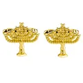 Polished gold Menorah cufflinks for men's shirts featuring classic bullet back closure - Gold Menorah Style (B1177)
