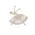 Elegant gold ballerina dancer brooch with sparkling diamonds and crystals for women - Gold