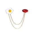 Broche à chaîne japonaise avec œuf au plat et bulle EAT ME rouge en émail brillant - Style Œuf et Bulle de Dialogue (C1071)