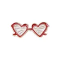 Broche de esmalte con forma de gafas de sol de corazón rojo y bordes de metal dorado - Estilo de Gafas con Patrón de Corazón Rojo (C1108-4)