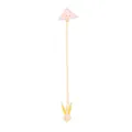 Detailed enamel brooch featuring a pink triangle ruler and yellow compass with gold chain - Ruler and Heart Clip Style (XZ1126)