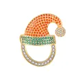 Exquisite gold-plated Christmas hat brooch with colorful zircons for holiday suit decor - Christmas Hat Style (K1225)