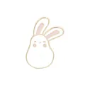 Cute white enamel bunny brooch with gold metal edges and pink detail finish - Rabbit Style (C1645-1)