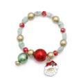 Kerst kralenarmband met kerstman hanger en feestelijke rood groene kralen - Rode Kralen Kerstman (G1200-4)