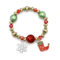 Kerst kralenarmband met rode groene kralen en feestelijke kerstsok hanger - Sneeuwvlok Kerstsok (G1200-6)