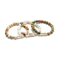 Driedelige natuursteen kralen armband set met roségouden Forever Best Friends bedels - Vriendschapsthema Armband (G1153)