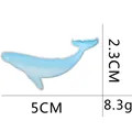 Blue whale enamel brooch pin with 5cm length and silver border on white background - Light Blue Gradient Whale Style (C1730)