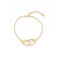 Gold adjustable handcuff chain bracelet with FREEDOM engraving and lobster clasp - Gold