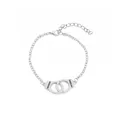 Silver handcuff chain bracelet featuring Freedom engraving and lobster clasp - Silver