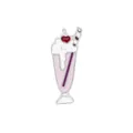 Creative pink enamel milkshake pin with whipped cream, red cherry and purple straw - Pink Drink Cup (C1095-5)