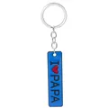 Porte-clés rectangulaire en émail bleu avec texte I love PAPA pour cadeau de fête des pères - Bleu (D1288)