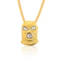 Collier avec pendentif cagoule dorée hip-hop et strass brillants avec chaîne cubaine - Or