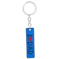 Porte-clés rectangulaire bleu avec gravure I Love Dad et cœur rouge pour la fête des pères - Blue (D1285)