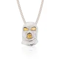 Pendentif cagoule hip hop avec chaîne cubaine argentée et détails diamantés - Argent