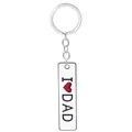 Porte-clés argenté avec cœur rouge et texte I Love Dad pour cadeau de fête des pères - Blanc (D1285)