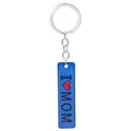 Portachiavi in metallo rettangolare blu con scritta I LOVE MOM per la Festa della Mamma - Pendente I MOM / Blu (D1286 Blu)