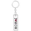 Variante portachiavi in metallo con testo I Love MOM su ciondolo bianco e cuore rosso - Pendente I MOM / Bianco (D1286 Bianco)