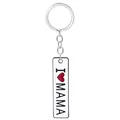 Portachiavi rettangolare argento con scritta I love MAMA e cuore rosso per mamma - Pendente I MAMA / Bianco (D1287 Bianco)