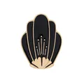 Close-up of enamel house brooch with gold trim and black fill in Art Deco style - Black Gold Shell Style (C1132-5)