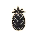 Detailed close-up of pineapple enamel pin in black and gold finish on white background - Black Gold Pineapple Style (C1132-7)