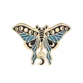 Elegante mot-emaille broche in blauw en goud met een hanger in de vorm van een maan - Blauw Zwart Maan Vlinder (C1768-1)