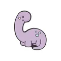 Spilla dinosauro in smalto viola con pois verdi e guance rosa per accessori carini - Brontosauro Viola