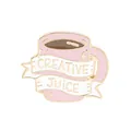 Roze emaille koffiemok broche met Creative Juice tekst en gouden afwerking - Roze Koffiekopje (C1781-1)