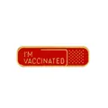 Creative band-aid shape enamel pin in red and gold with I'M VACCINATED text - Band-aid Vaccination Style (C1859-2)