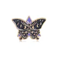 Emaille-Pin in Schmetterlingsform mit lila Dreieck, schwarzen Flügeln und Goldmond - Schwarz Lila Sternenklare Schmetterling Stil(C1861-2)