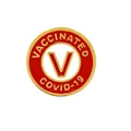 Golden and red enamel Vaccinated Covid-19 round lapel pin badge made of zinc alloy - Circular Vaccine Style (C1859-3)