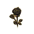 Eleganter schwarzer Emaille-Rosen-Broschen-Pin mit goldenen Rändern und feinen Blättern - Schwarzer Stil (C1914-1)