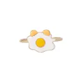 Detailed close-up of a golden napkin ring with a cute cartoon fried egg enamel design - Fried Egg Style (Z1003-3)