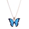 Fashionable gold chain necklace featuring a gradient blue butterfly pendant in boho style - Blue Gradient Vein