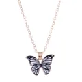 Detailed close-up of a butterfly pendant with black and white patterns on a gold chain - A2689-4 (Black White Gray Texture Butterfly)