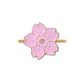Detailed close-up of a pink sakura cherry blossom napkin ring with gold finish edges - Pink Style (Z1005-3)