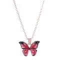 Detail showing a rose gold O-chain necklace with a gradient pink butterfly pendant - A2689-5 (Pink Gradient Butterfly)