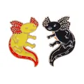 Minimalist cute axolotl enamel pin set featuring yellow-red and black cartoon designs - Yellow And Black Style (C1928-1)