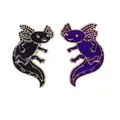 Cute set of two axolotl enamel pins in black and purple with gold plating details - Black And Purple Style (C1928-3)