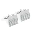 Square silver cufflinks with geometric radial patterns for classic business formal attire - Silver