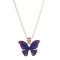 Böhmische Goldkette mit einem lilablau verlaufenden Schmetterlingsanhänger im Detail - A2689-1 (Blau Violett Farbverlauf Schmetterling)